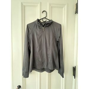 Mikk charcoal gray athletic zip top with thumbholes M